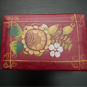 Hand-Painted Red Decorative Box